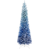 7英尺蓝色渐变雪绒人造圣诞树-蓝色 7 Feet Blue Gradient Snow Flocked Artificial Christmas Tree-Blue