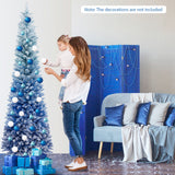 7英尺蓝色渐变雪绒人造圣诞树-蓝色 7 Feet Blue Gradient Snow Flocked Artificial Christmas Tree-Blue