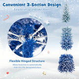 7英尺蓝色渐变雪绒人造圣诞树-蓝色 7 Feet Blue Gradient Snow Flocked Artificial Christmas Tree-Blue