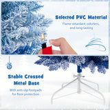 7英尺蓝色渐变雪绒人造圣诞树-蓝色 7 Feet Blue Gradient Snow Flocked Artificial Christmas Tree-Blue