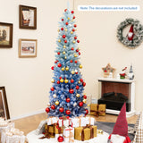 6英尺蓝色渐变雪绒人造圣诞树-蓝色 6 Feet Blue Gradient Snow Flocked Artificial Christmas Tree-Blue