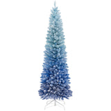 6英尺蓝色渐变雪绒人造圣诞树-蓝色 6 Feet Blue Gradient Snow Flocked Artificial Christmas Tree-Blue