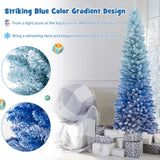 6英尺蓝色渐变雪绒人造圣诞树-蓝色 6 Feet Blue Gradient Snow Flocked Artificial Christmas Tree-Blue