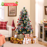 5 英尺植绒圣诞树，带 8 种照明模式 5 FT Flocked Christmas Tree with 8 Lighting Modes