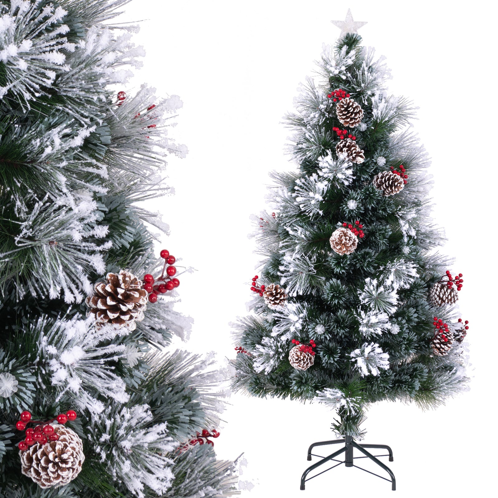 5 英尺植绒圣诞树，带 8 种照明模式 5 FT Flocked Christmas Tree with 8 Lighting Modes
