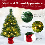 24 英寸迷你预亮圣诞树小桌面杉木圣诞树 24 Inch Mini Pre-Lit Christmas Tree Small Tabletop Fir Xmas Tree