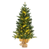 3 英尺迷你预亮人造圣诞树桌面圣诞树，带粗麻布底座 3 Feet Mini Pre-Lit Artificial Christmas Tree Tabletop Xmas Tree with Burlap Base