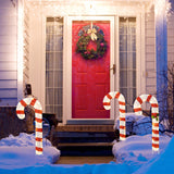 3 件预亮拐杖糖，带 75 个 LED 灯和地桩 3 Pieces Pre-Lit Candy Canes with 75 LED Lights and Ground Stakes