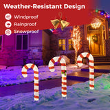 3 件预亮拐杖糖，带 75 个 LED 灯和地桩 3 Pieces Pre-Lit Candy Canes with 75 LED Lights and Ground Stakes