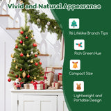 36英寸不发光人造圣诞迷你树带塑料支架-绿色 36 Inch Unlit Artificial Christmas Mini Tree with Plastic Stand-Green