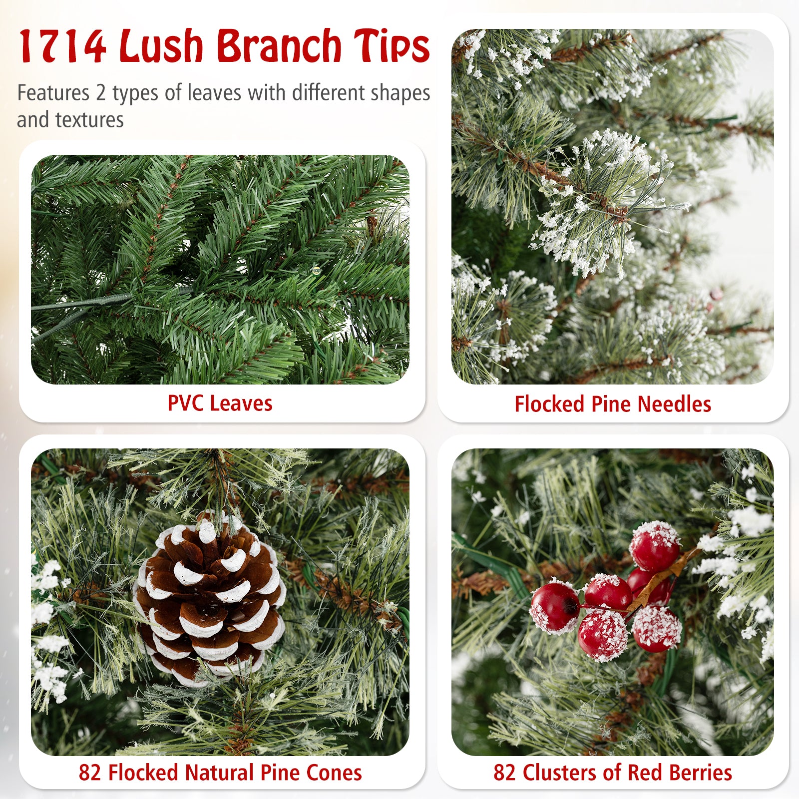 6/7.5/9 英尺人造圣诞树预亮铰链节日树，带 360° 快速电源连接器 - 9 英尺 6/7.5/9 FT Artificial Christmas Tree Pre-Lit Hinged Holiday Tree with 360Â° Quick Power Connector-9ft