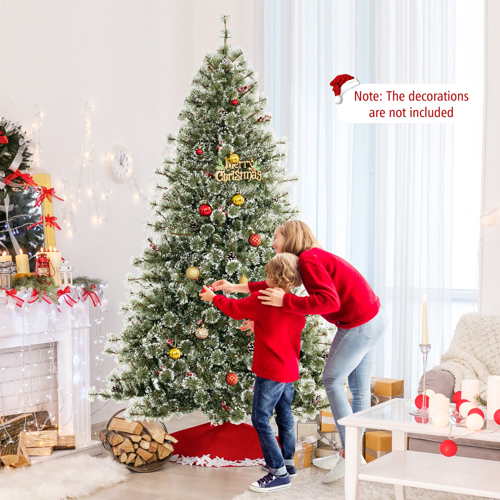 6/7.5/9 英尺人造圣诞树预亮铰链节日树，带 360° 快速电源连接器 - 7.5 英尺 6/7.5/9 FT Artificial Christmas Tree Pre-Lit Hinged Holiday Tree with 360Â° Quick Power Connector-7.5ft