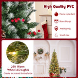 带松果和红色浆果的预亮人造铅笔圣诞树 - 5 英尺 Pre-lit Artificial Pencil Christmas Tree with Pine Cones and Red Berries-5 ft