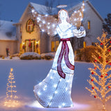 5 英尺圣诞灯天使，配有竖琴和 120 盏冷白 LED 灯 5 ft Christmas Lighted Angel with Harp and 120 Cold White LED Lights