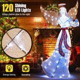 5 英尺圣诞灯天使，配有竖琴和 120 盏冷白 LED 灯 5 ft Christmas Lighted Angel with Harp and 120 Cold White LED Lights