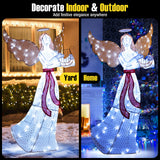 5 英尺圣诞灯天使，配有竖琴和 120 盏冷白 LED 灯 5 ft Christmas Lighted Angel with Harp and 120 Cold White LED Lights