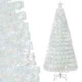 5/6/7 英尺预亮白色人造圣诞树，带彩虹色叶子 - 7 英尺 5/6/7 Feet Pre-Lit White Artificial Christmas Tree with Iridescent Leaves-7 ft