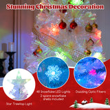 5/6/7 英尺预亮白色人造圣诞树，带彩虹色叶子 - 7 英尺 5/6/7 Feet Pre-Lit White Artificial Christmas Tree with Iridescent Leaves-7 ft