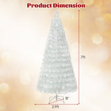 5/6/7 英尺预亮白色人造圣诞树，带彩虹色叶子 - 7 英尺 5/6/7 Feet Pre-Lit White Artificial Christmas Tree with Iridescent Leaves-7 ft