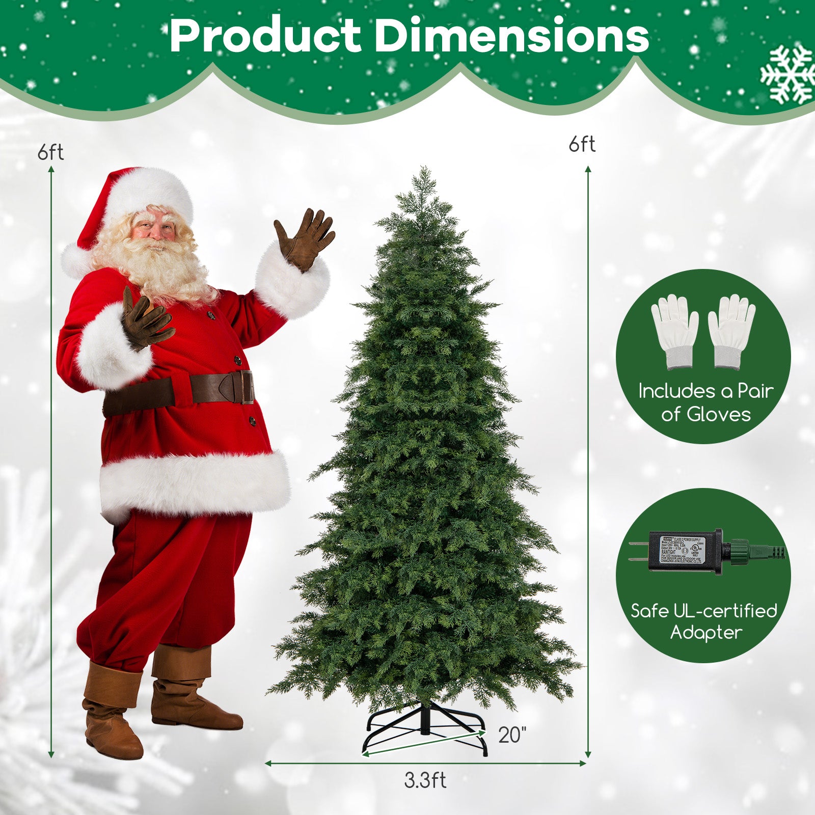 6/7.5 英尺预亮人造圣诞树，具有 11 种模式和金属支架 - 6 英尺 6/7.5 Feet Pre-Lit Artificial Christmas Tree with 11 Modes and Metal Stand-6 ft