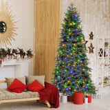 6/7.5 英尺预亮人造圣诞树，带 11 种模式和金属支架 - 7.5 英尺 6/7.5 Feet Pre-Lit Artificial Christmas Tree with 11 Modes and Metal Stand-7.5ft