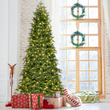 6/7.5 英尺预亮人造圣诞树，带 11 种模式和金属支架 - 7.5 英尺 6/7.5 Feet Pre-Lit Artificial Christmas Tree with 11 Modes and Metal Stand-7.5ft