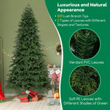 6/7.5 英尺预亮人造圣诞树，带 11 种模式和金属支架 - 7.5 英尺 6/7.5 Feet Pre-Lit Artificial Christmas Tree with 11 Modes and Metal Stand-7.5ft