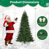 6/7.5 英尺预亮人造圣诞树，带 11 种模式和金属支架 - 7.5 英尺 6/7.5 Feet Pre-Lit Artificial Christmas Tree with 11 Modes and Metal Stand-7.5ft