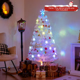 5/6/7 英尺预亮白色人造圣诞树，带彩虹色叶子 - 5 英尺 5/6/7 Feet Pre-Lit White Artificial Christmas Tree with Iridescent Leaves-5 Feet