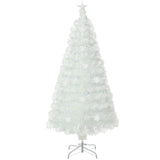 5/6/7 英尺预亮白色人造圣诞树，带彩虹色叶子 - 5 英尺 5/6/7 Feet Pre-Lit White Artificial Christmas Tree with Iridescent Leaves-5 Feet