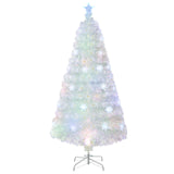 5/6/7 英尺预亮白色人造圣诞树，带彩虹色叶子 - 5 英尺 5/6/7 Feet Pre-Lit White Artificial Christmas Tree with Iridescent Leaves-5 Feet