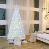 5/6/7 英尺预亮白色人造圣诞树，带彩虹色叶子 - 6 英尺 5/6/7 Feet Pre-Lit White Artificial Christmas Tree with Iridescent Leaves-6 ft