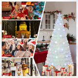 5/6/7 英尺预亮白色人造圣诞树，带彩虹色叶子 - 6 英尺 5/6/7 Feet Pre-Lit White Artificial Christmas Tree with Iridescent Leaves-6 ft