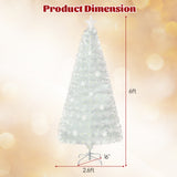 5/6/7 英尺预亮白色人造圣诞树，带彩虹色叶子 - 6 英尺 5/6/7 Feet Pre-Lit White Artificial Christmas Tree with Iridescent Leaves-6 ft