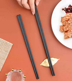 Jinfu 10 Pairs Alloy Chopsticks Queen Check Pattern