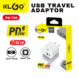 KLGO PD-700 USB A+C 快充头 白色 USB A+C Fast Charger PD25W QC3.0