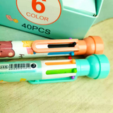 6色印章圆珠笔 手账笔【多色混发】