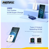 Remax RPP301自带线快充充电宝 白色/蓝色 2 in 1 Cables PD+QC Power Bank 10000mAh