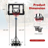 4.25-10 英尺可调节篮球框系统带 44 英寸篮板-A 4.25-10 Feet Adjustable Basketball Hoop System with 44 Inch Backboard-A