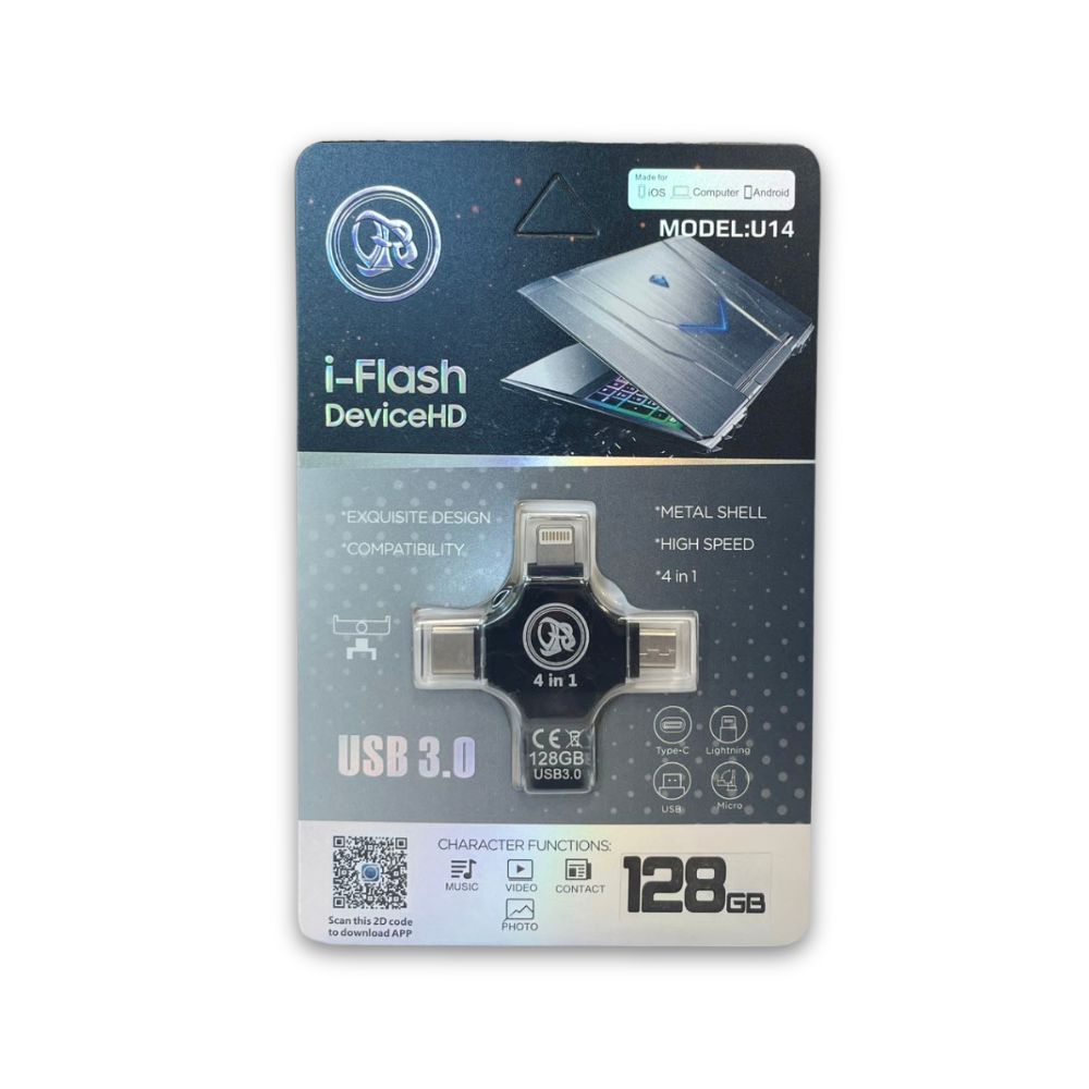 4种接口转换兼容型小巧便携U盘128G 黑色/银色 4 in 1 USB 3.0 i-Flash Drive – The Best Shop ...