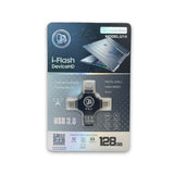 4种接口转换兼容型小巧便携U盘128G 黑色/银色 4 in 1 USB 3.0 i-Flash Drive
