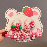 草莓熊造型绑发绳发圈 5对装 Lotso Ponyholders