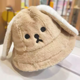 长耳朵兔盆帽 5色选  黑色/灰色/粉色/米色/卡其色 Bunny Ears Fluffy Hat
