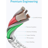 Anker 编织数据线 USB-A to USB-C Cable 6A 100W 1.5M White