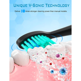 Junitino DY156音波振动牙刷 附8替换刷头 Sonic Vibration Toothbrush IPX7