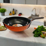 Arisu 电磁炉适用 木柄轻巧不沾炒锅 28cm/30cm/32cm Non-stick IH Wok Pan