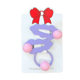 半圆BB夹+绑发筋 3个装【4色混发】Hair Clips + Ponyholder-purple