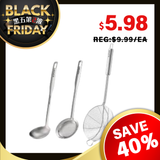 火锅伴侣三件套 不锈钢汤勺去浮沫勺过滤网筛 Soup + Colander + Wire Strainer Ladle Set