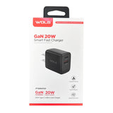 WOLG JT-G20UC1U1充电头 黑色 USB A+C Fast Charger GaN 20W