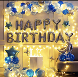 网红生日快乐字母铝膜锡箔气球派对贴背景墙装饰用品客厅户外汽球套装